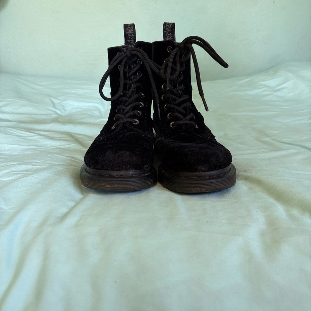 Vintage Velvet Dr. Martens Lace-Up Boots